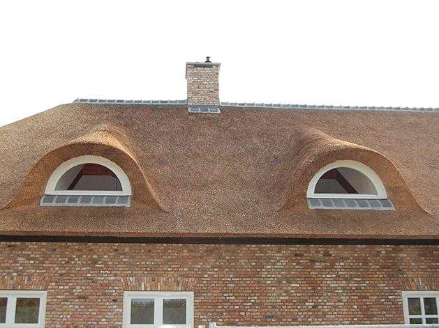 Referentie Rietdekkersbedrijf Molenaar: detail rieten dak woonhuis Nuland